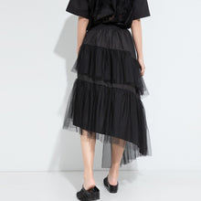 Load image into Gallery viewer, Women's Asymmetric Hem Elastic Waist Puffy Tulle Skirt
