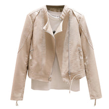 Load image into Gallery viewer, Short Slim Stand Collar PU Leather Jacket
