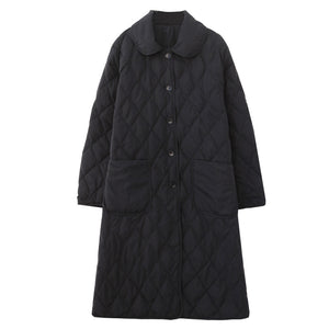 Loose Mid-length Diamond-patterned Coat