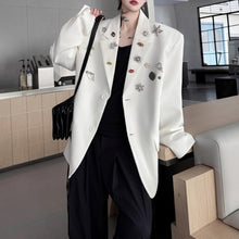Load image into Gallery viewer, Metal Brooch-embellished Shoulder-padded Casual Blazer
