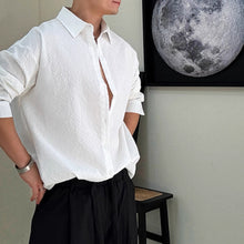 Load image into Gallery viewer, Solid Color Seersucker Loose Casual Shirt
