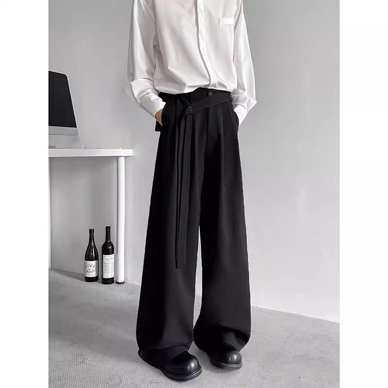 Button Drape Loose Wide Leg Pants