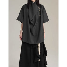 Load image into Gallery viewer, Stand-up Collar Button Placket Unisex Short-sleeved Shirt

