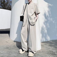 Load image into Gallery viewer, Solid Color Round Neck Shirt Loose Casual Draped Trousers Two-piece Suit

