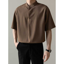 Load image into Gallery viewer, Loose Stand Collar Ice Silk Texture Casual Shirt
