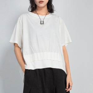 Loose Irregular Pleated Thin T-shirt