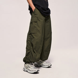 Fine Check Loose Workwear Wide-leg Pants