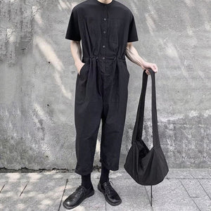Men's Summer Black Loose Jumpsuit
