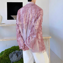 Load image into Gallery viewer, Lapel Casual Sequined Tassel Blazer
