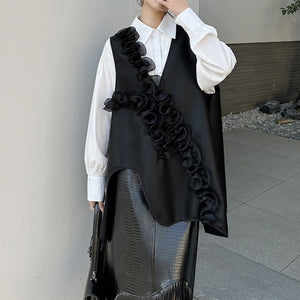 Ruffled Irregular V-neck Vest