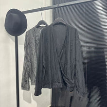 Load image into Gallery viewer, Irregular Cut-out V-neck Long-sleeve Top
