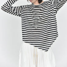 Load image into Gallery viewer, Crew Neck Striped Casual Irregular Hem Shirt
