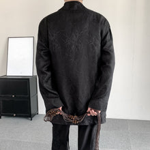 Load image into Gallery viewer, Retro Bamboo Jacquard Embroidery Fake Two-piece Cardigan Shirt
