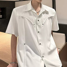 Load image into Gallery viewer, Metal Buckle Deconstructed Padded Shoulder Short Sleeve
