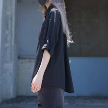 Load image into Gallery viewer, Button-down Loose Casual Black Shirt
