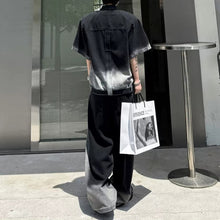 Load image into Gallery viewer, Ombré Denim Short-sleeve Jacket and Jeans Two-piece Set

