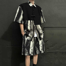 Load image into Gallery viewer, Summer Loose Ice Silk Shirt Ink Tie-dyed Short-sleeved Shorts Two-piece Suit
