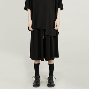 Casual Loose-fitting Wide-leg Cropped Trousers