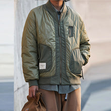 Load image into Gallery viewer, Contrast Color Diamond Pattern Thick Warm Cotton Jacket
