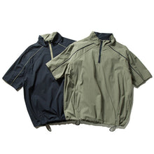 Load image into Gallery viewer, Japanese Streetwear Casual Half-zip Short Sleeve Shirt
