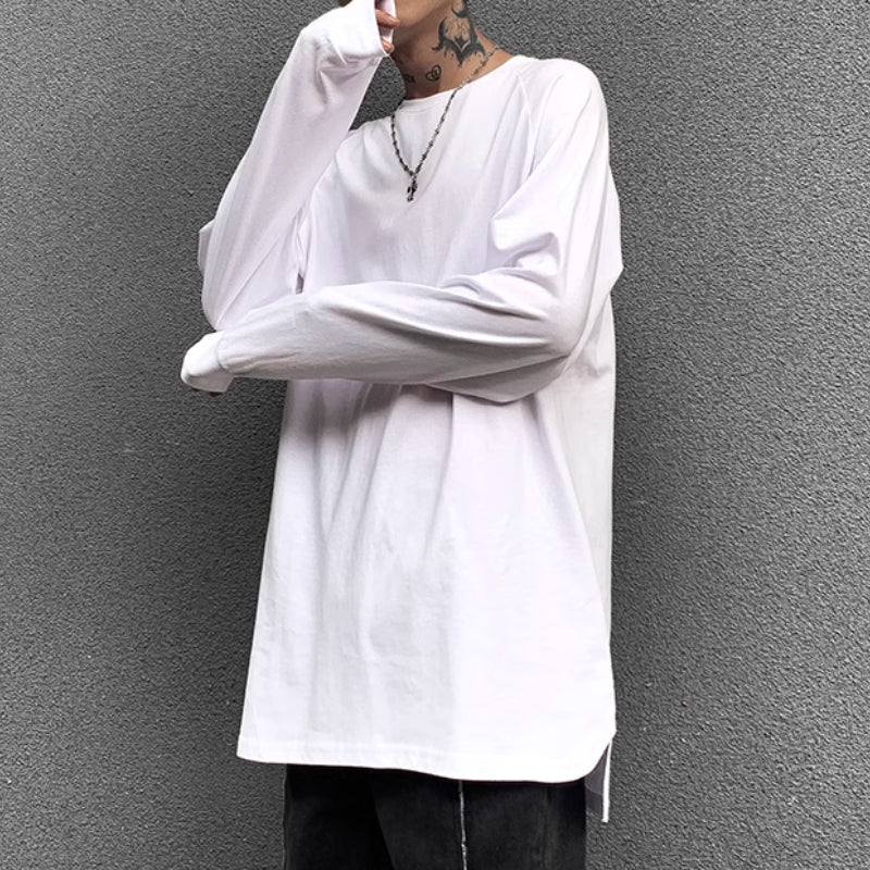 Mid-length Loose Split Hem Bottoming Shirt