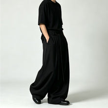 Load image into Gallery viewer, Japanese High-waist Drawstring Straps Wide-leg Casual Pants
