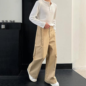 Straight Leg Belted Draped Suit Trousers
