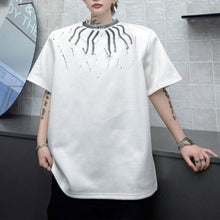 Load image into Gallery viewer, Hand-painted Print Beaded Loose Short-sleeved T-shirt

