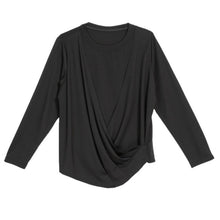 Load image into Gallery viewer, Women's 3D Draped Pleated Asymmetrical Wrap Front Long Sleeve Top
