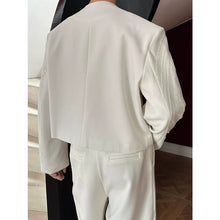 Load image into Gallery viewer, Handmade Embroidered Sequin Collarless Deep V Neck Blazer
