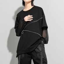 Load image into Gallery viewer, Women's Zipper Detail Mesh Paneled Sun Protection Loose Top
