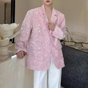 Velvet Sequined Shoulder Pad Loose Casual Blazer
