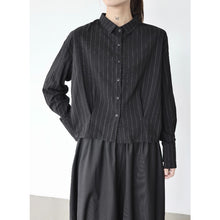Load image into Gallery viewer, Women's Japanese Vertical Striped Loose Long Sleeve Shirt
