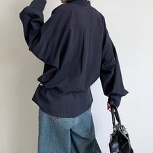 Load image into Gallery viewer, Casual Vertical Striped Loose Belted Shirt
