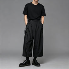 Load image into Gallery viewer, Japanese High-Waisted Wide-Leg Cropped Trousers
