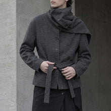 Load image into Gallery viewer, Stand-up Collar and Belted Waist Wool Coat
