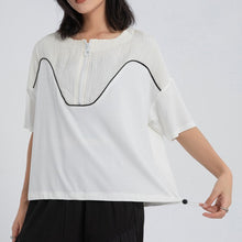 Load image into Gallery viewer, Women's Loose Drawstring Zipper T-shirt
