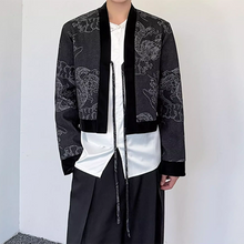 Load image into Gallery viewer, Vintage Jacquard Patchwork Dragon Pattern Denim Jacket
