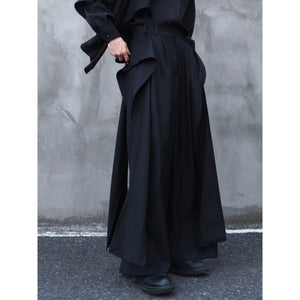 Deconstructed Ribbon Straight Wide-Leg Trouser Culottes