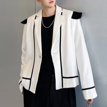 Load image into Gallery viewer, Black and White Contrast Casual Loose Short Jacket
