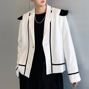 Black and White Contrast Casual Loose Short Jacket