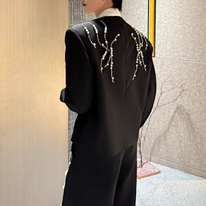 Beaded Shoulder Pad Suit Jacket
