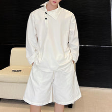Load image into Gallery viewer, Stand Collar Side Button Tops Shorts Casual Suits

