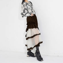 Load image into Gallery viewer, Contrast Color Panel Ruffled Mesh Skirt
