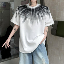 Load image into Gallery viewer, Color-blocked Hand-painted Padded Shoulder Loose T-shirt
