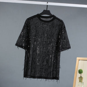 Tassel Sequin Stage Costume T-Shirt