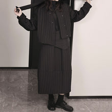 Load image into Gallery viewer, Textured Loose-fitting Casual Striped Cotton Coat
