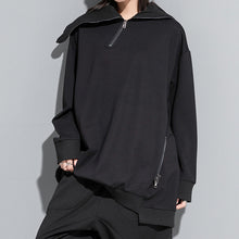 Load image into Gallery viewer, Stand Collar Zipper Loose Irregular Sweatshirt
