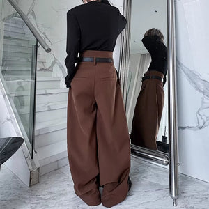 Retro 3D Pleated Casual Wide-leg Trousers