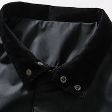 Load image into Gallery viewer, Retro Corduroy Collar and PU Leather Stand-up Collar Jacket
